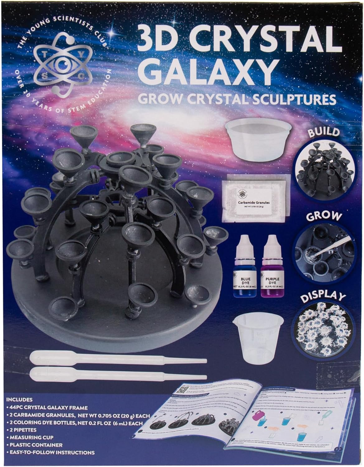 The Young Scientists Club 3D Crystal Galaxy, Grow Crystal Sculptures, Crystal Growing Kit for Kids Science Experiments Gifts for Boys & Girls, STEM Kits for Kids, STEM Toys, 8 Year Old Boy Gift