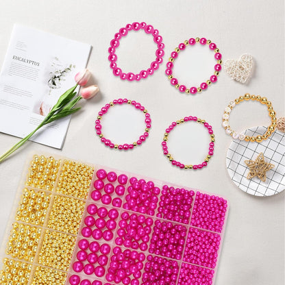 Hpebl 2136PCS Beads for Bracelets Pearl Bracelet Making Kit Friendship Bracelet Kits Bracelet Bead Kits Small Pearl Bead and Gold Beads Beading Kit for Bracelets Jewelry Making Kit