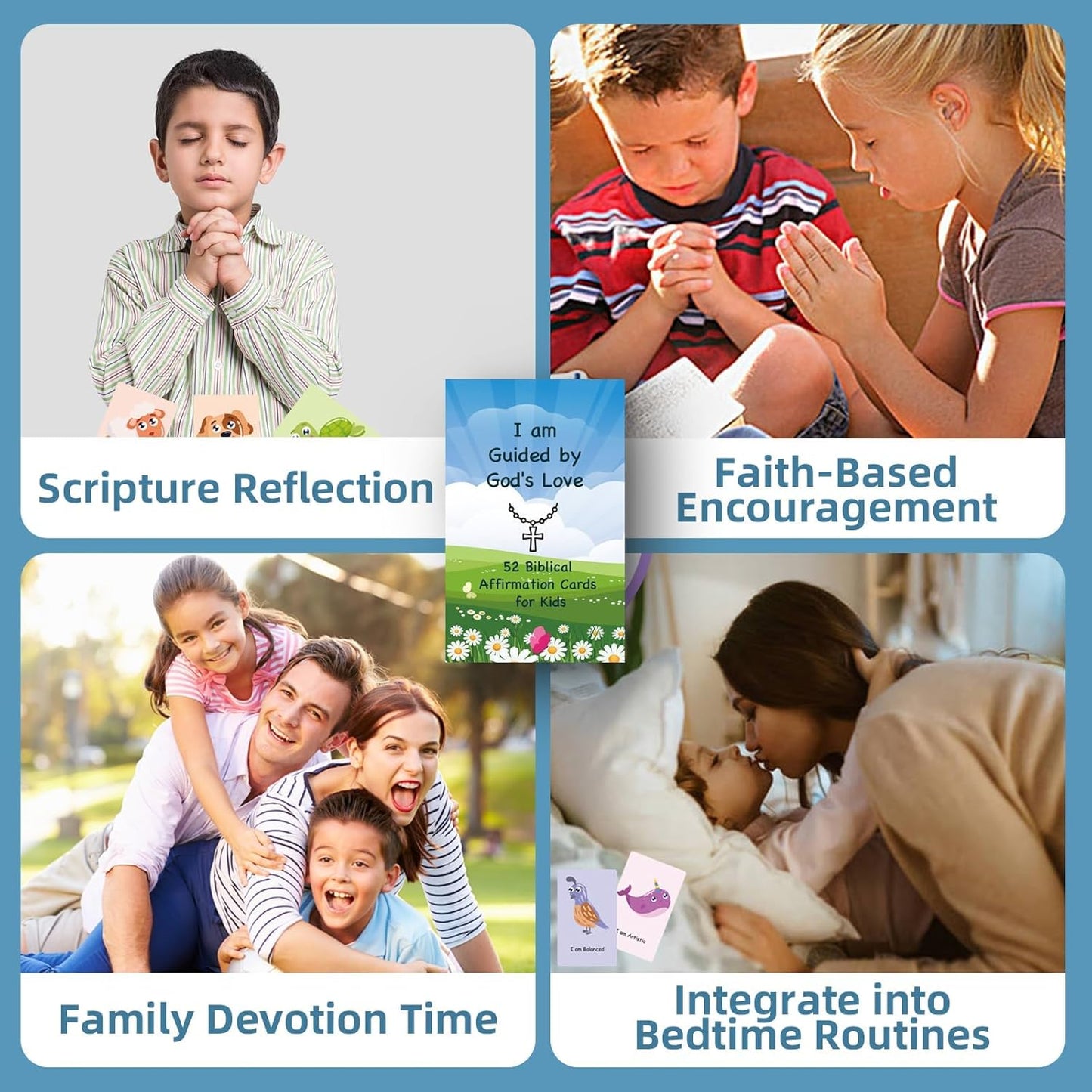 Christian Biblical Affirmation Cards for Kids, 52 Bible Verse & Prayer Cards, Ideal Scripture Memory Gifts for Boys and Girls, Perfect for Teens Bible Study & Encouragement