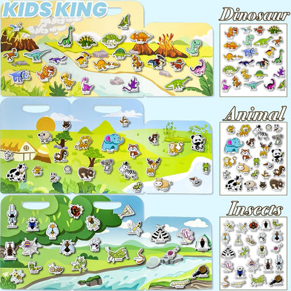 Reusable Sticker Books for Toddlers 1-3, Puffy Stickers Book for Kids Ages 2-4, Toddler Travel Activities Book Toy for Birthday Christmas - Christianity Jesus, Noah's Ark, Fairy Tales(3 Set)