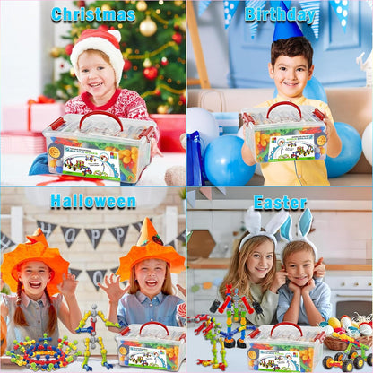 Huaker Stem Building Toys for 3 4 5 6 7 8 Year Old Boys Girls Kids,180 Pieces Building Blocks Educational Learning Toys with Large Storage Box,Ideal Christmas Birthday Gifts