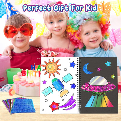 Foil Craft Bugs Butterfly DIY Art Fun Kits Set, No Mess Creative Foil Art Drawing Game for Kids, Birthday Gifts Crafts Supplies Travel Toys for Girls Boys Ages 4-9