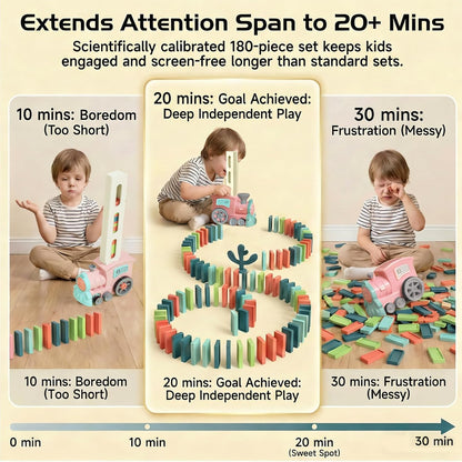 PREPHY Domino Train Toys Kids Games - Automatic Stacking Creative Game 3+ Year Old - Stem Montessori Toy for Boys 4-6 - Summer Autistic Christmas Birthday Gifts 5 6 Toddler Ages 4-8