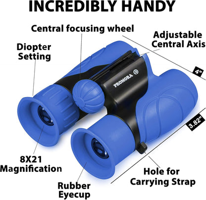 Binoculars for Kids – Perfect Toy for Little Boys and Girls – Extensive Set Incl. Magnifying Glass & Compass – Powerful Magnification 8X21 – 3 to 12 Year Old Kids for Toddler