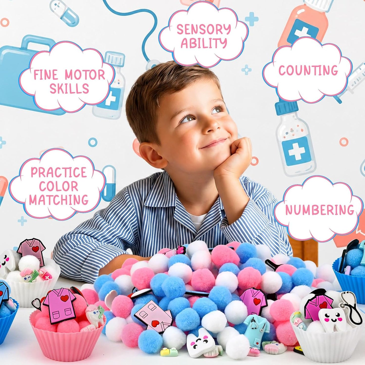 270 Pcs Numbers and Letters Sensory Bin Items Back to School Counting Sorting Sensory Bin Filler Fine Motor Numbers and Letters Geometric Figure Counts for Easter Spring Summer Sorting