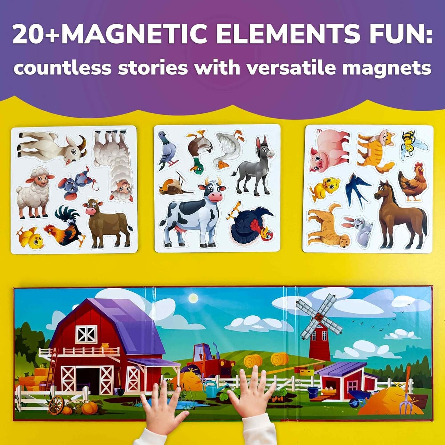 QUOKKA Travel Magnetic Puzzles for Toddlers 1-3 – 20+Pcs Farm Toy Game with Extra-Long Play Book – Fun Travel Game for Kids Ages 3-5 – Strong Magnets for Car Activities – Fun Toddler Puzzle Ages 2-4
