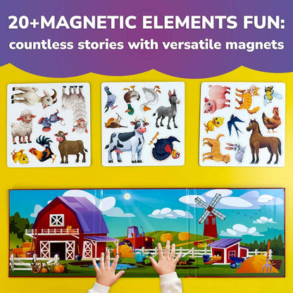 QUOKKA Travel Magnetic Puzzles for Toddlers 1-3 – 20+Pcs Farm Toy Game with Extra-Long Play Book – Fun Travel Game for Kids Ages 3-5 – Strong Magnets for Car Activities – Fun Toddler Puzzle Ages 2-4