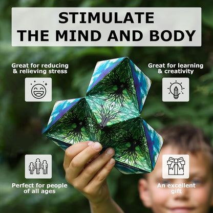 Shashibo Shape Shifting Box - Award-Winning STEM Fidget Toy with Ultra Strong Magnets - Puzzle Cube Transforms Into 100+ Shapes, Perfect Sensory Gift for Kids, Teens, and Adults (Blue Planet)