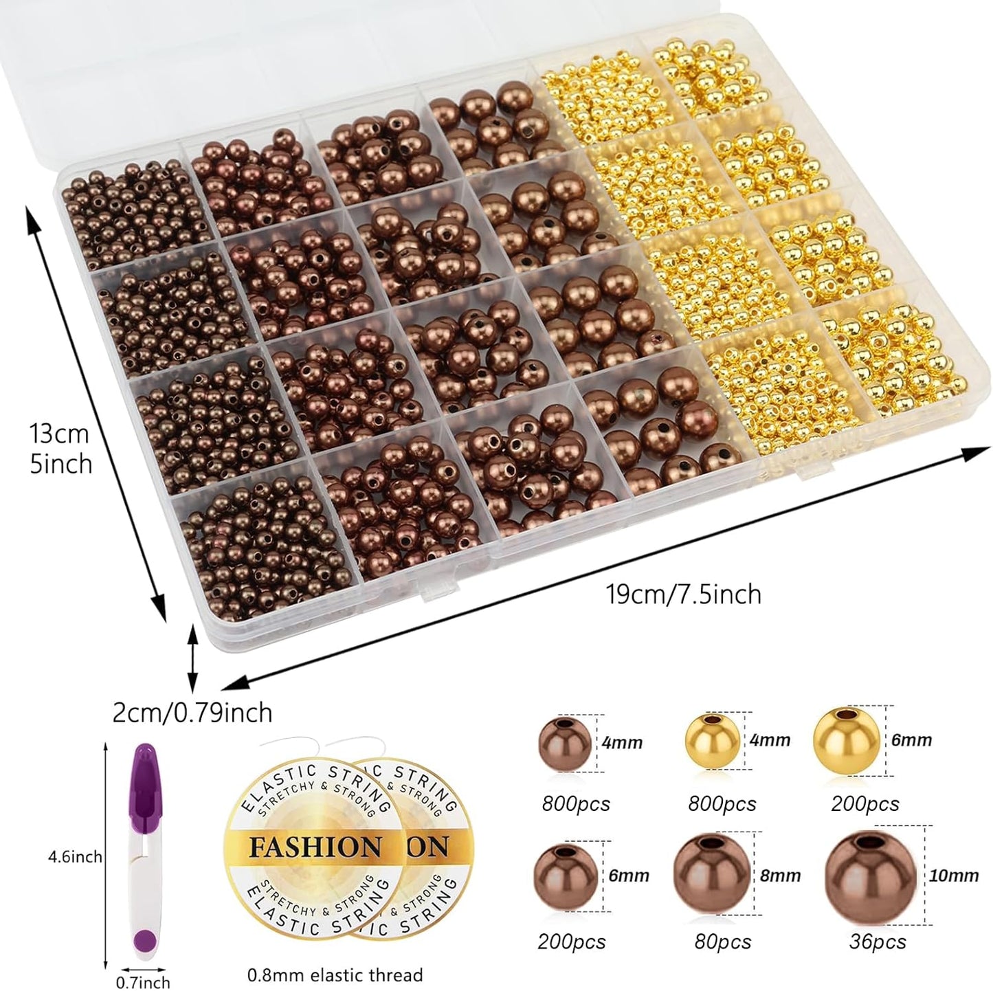 Hpebl 2136PCS Beads for Bracelets Pearl Bracelet Making Kit Friendship Bracelet Kits Bracelet Bead Kits Small Pearl Bead and Gold Beads Beading Kit for Bracelets Jewelry Making Kit