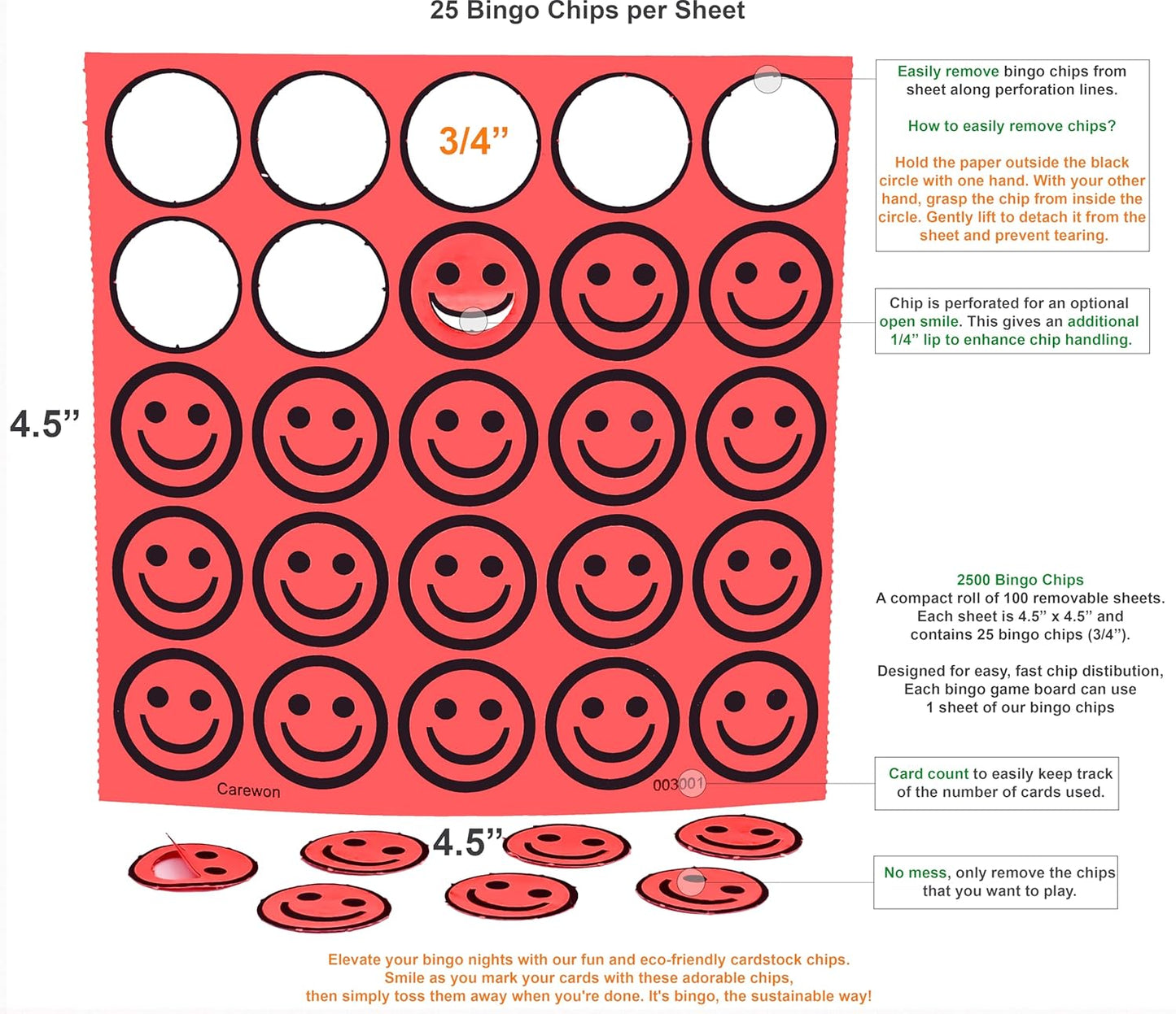 2500 Bingo Chips, Blue (1 of 3 Colors), 3/4", Counting Chips, Math Counter, Reusable or Disposable