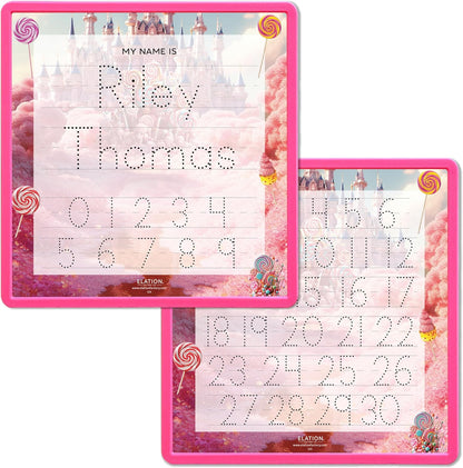 Kid's Name Tracing Board | Dry Erase Letter Tracing | Reusable Name Board | Alphabet Letters | Personalized | Candy Theme