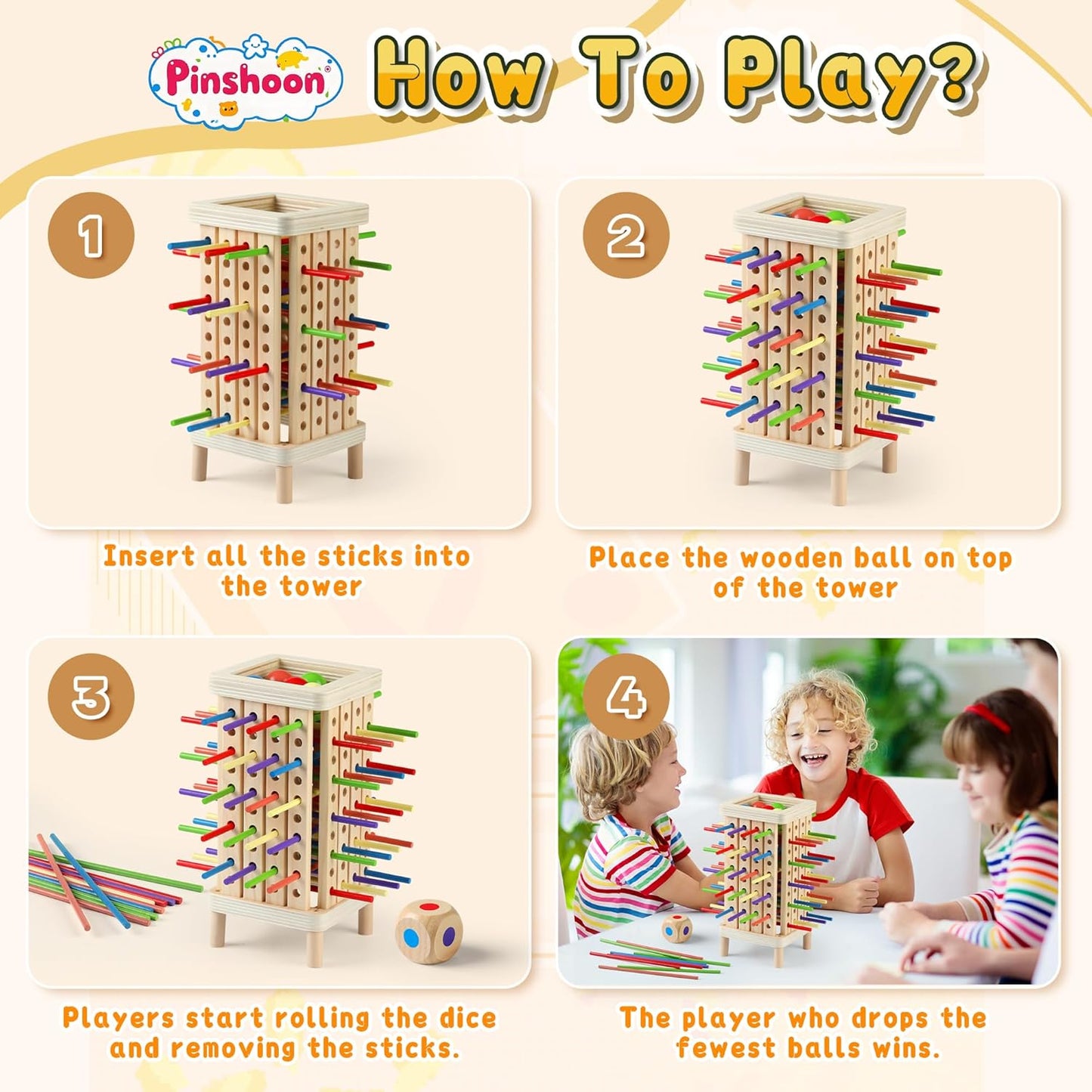 Montessori Game Wooden Board Game, Multiplayer for Kids 4-8, Math Educational, Fine Motor Skill Toy for Girls Boys, Classic Fun Games for Age 3 4 5 6 7 8 Girls Boys Gifts (Storable)