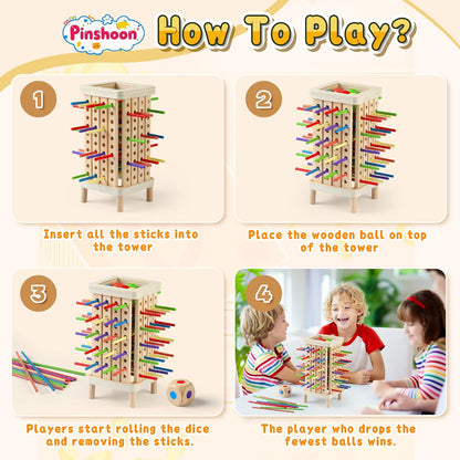 Montessori Game Wooden Board Game, Multiplayer for Kids 4-8, Math Educational, Fine Motor Skill Toy for Girls Boys, Classic Fun Games for Age 3 4 5 6 7 8 Girls Boys Gifts (Storable)