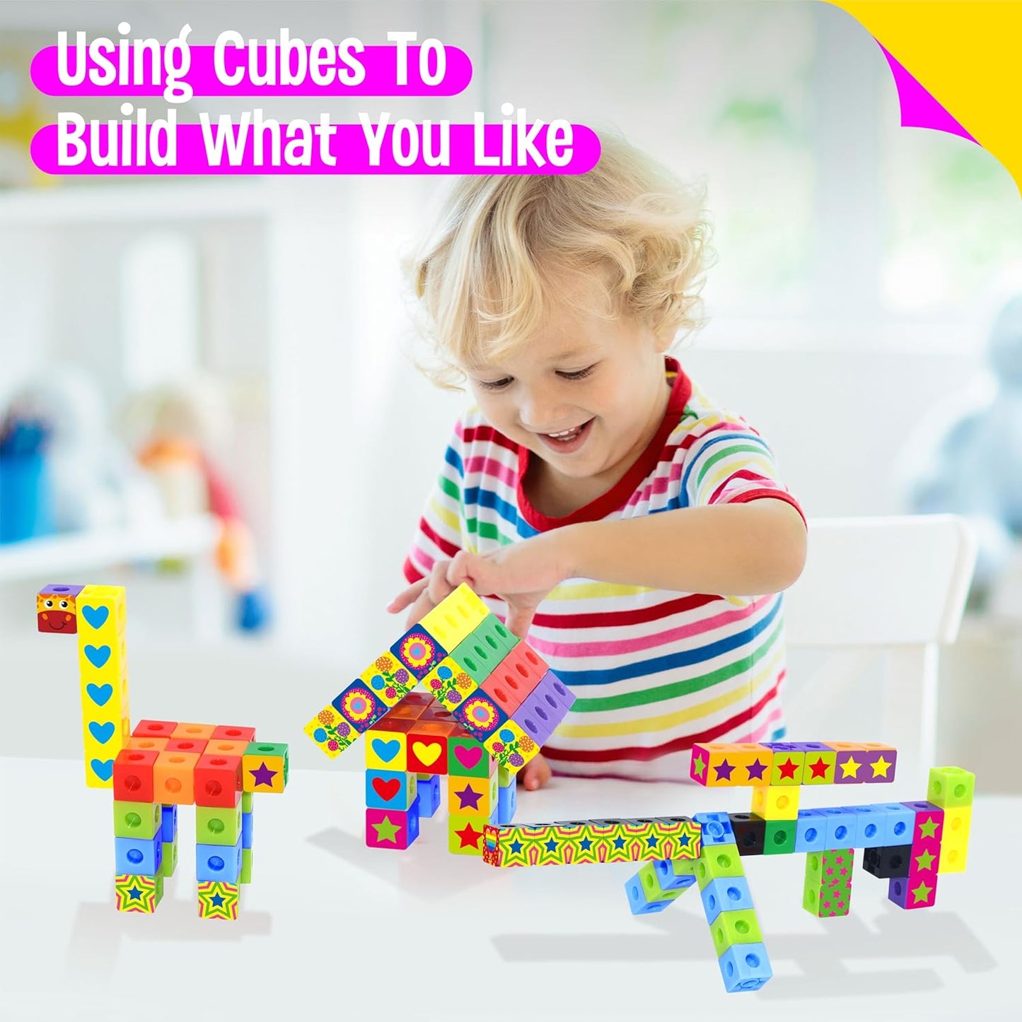 SpriteGru Math Linking Cubes, Math Cubes Manipulatives with Activity Cards Linking Cube Math Counters for Kids Kindergarten Learning Activities
