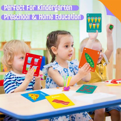 50 PCS Kid First Cognitive Flashcards,Double Sided Printed 7 in 1 Colorful Cards Alphabet,Numbers, Foods,Animals,Shapes,Colors with 3 Reclosable Rings,Learning Tool for Pre-K Kindergarten Toddlers