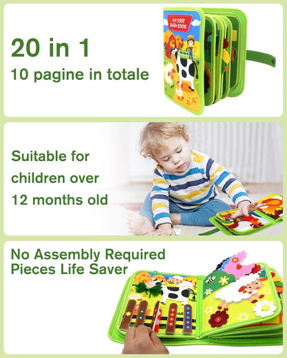 Meafeng Busy Board for Toddlers 1-3 – Montessori Busy Toys for 1 2 3 Year Old Boys Girls, Preschool Educational Travel Quiet Activity Book with Life Skills, Sorting, Matching, and Cognitive Games