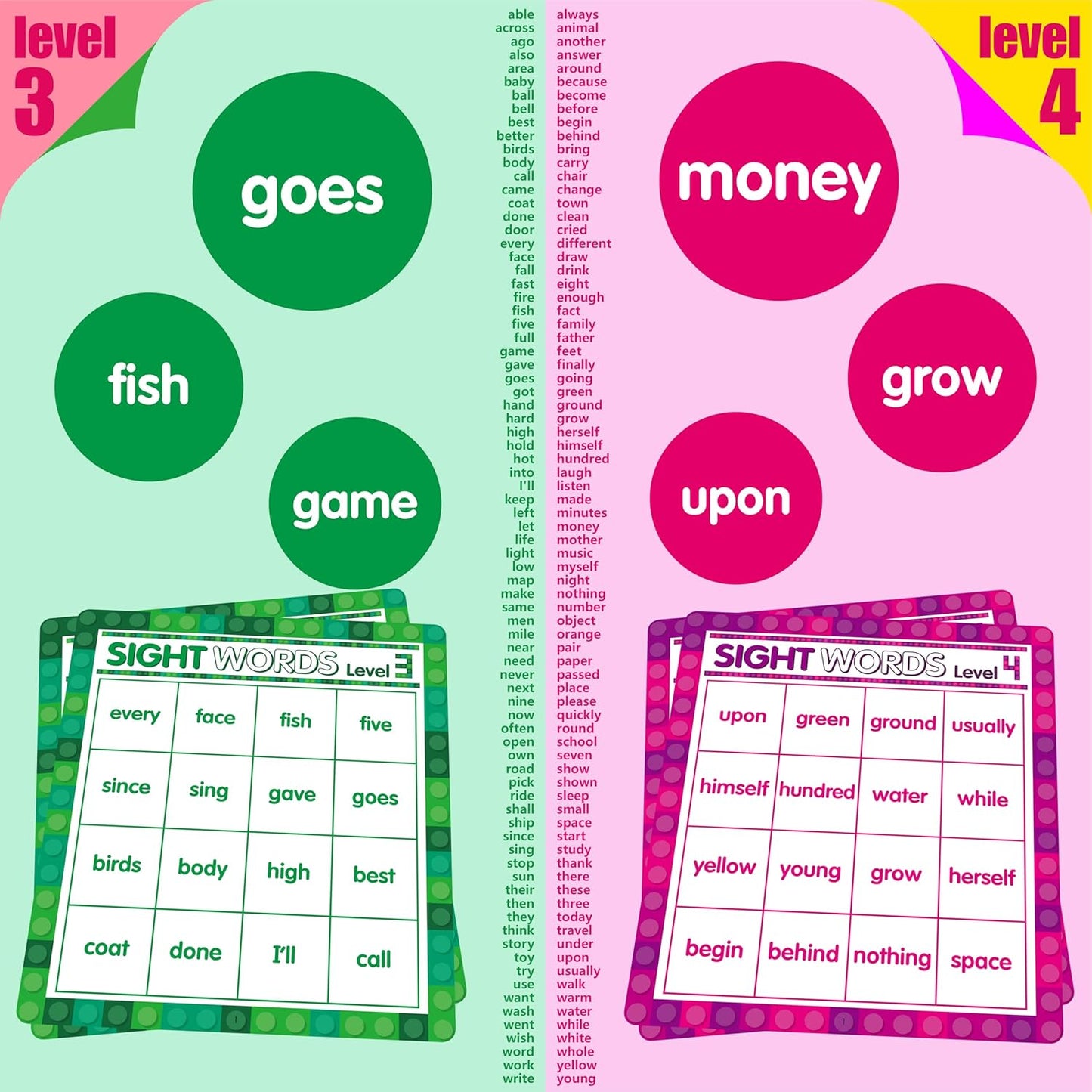 SpriteGru Multiplication & Division Bingo Game, 480 Math Problems, 2 Educational Math Board Game for Kindergarten and Preschool Kids 4-8, Perfect for Classroom & At Home (Up to 25 Players)