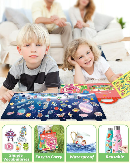 Walenced Reusable Sticker Book for Toddlers, Stickers for Kids, Toddler Sticker Book, Toddler Craft Activities, Toddler Travel Toys Ages 3 and Up Boy Girl Birthday Gifts