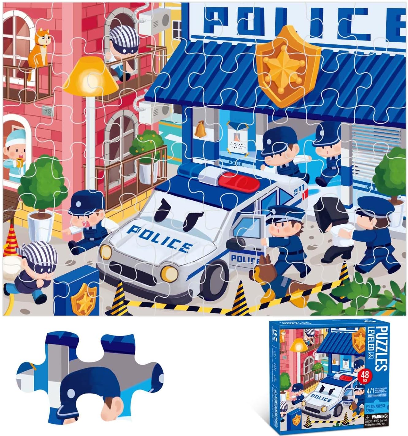 Puzzles for Kids Ages 3-8 Year Old,35pcs Jigsaw Puzzles for Toddlers & Children Ages 4-6，Educational Floor Puzzles with Storage Box for Gifts（Fire Engine）
