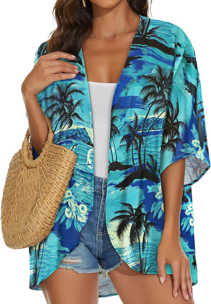 Womens Kimono Cardigans Beach Cover ups Swimwear Puff Sleeve Loose Casual Summer Tops 2026