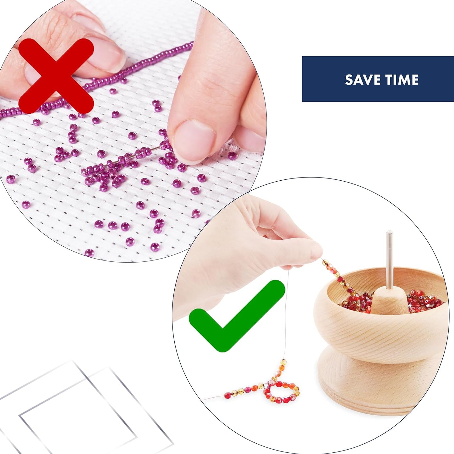 Beadalon Spin N Bead Spinner for Fast Stringing - Ideal for Beaders, Jewelry Makers & Designers - Wood Bowl with Big Eye Needle - Saves Time & Loads Seed Beads Efficiently