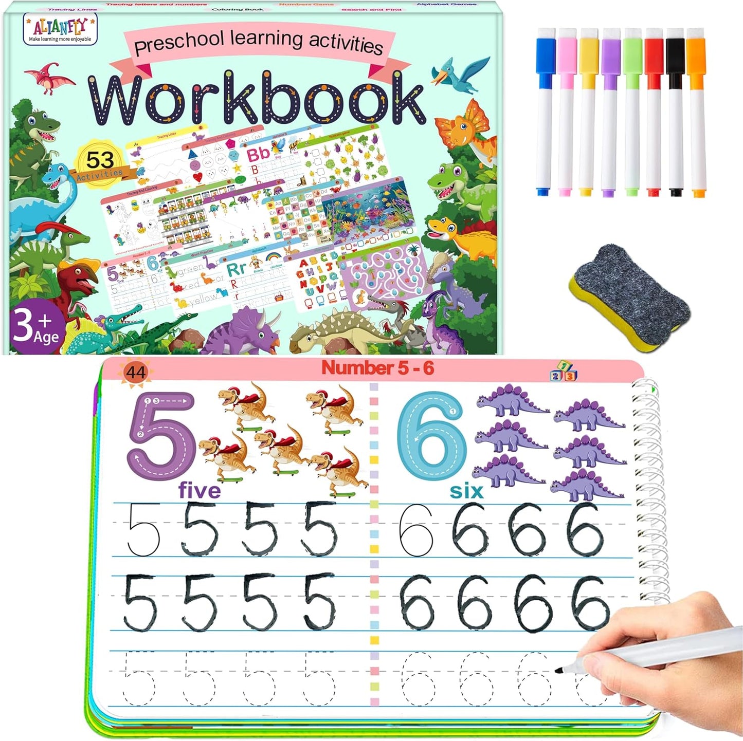 ALIANFLY Preschool Learning Activities Educational Workbook - Toddler Prek Montessori Handwriting Practice Activity Tracing Toys Busy Book for Kids, Autism Learning Materials and ABC Learning Book