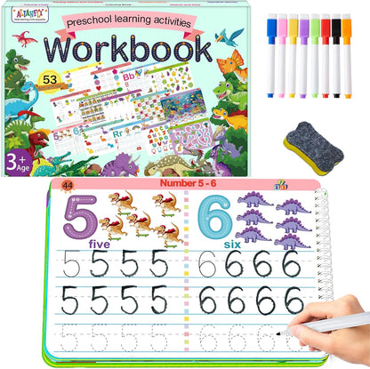 ALIANFLY Preschool Learning Activities Educational Workbook - Toddler Prek Montessori Handwriting Practice Activity Tracing Toys Busy Book for Kids, Autism Learning Materials and ABC Learning Book