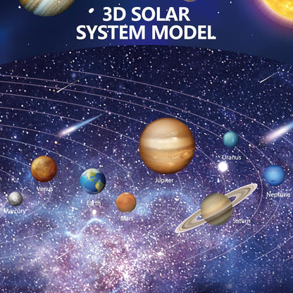 Pllieay 3D Solar System Model, Solar System Project Kit Includes Display Box, Mixed Sized Foam Balls, Color Pigments, Palette, Painting Brushes, Bamboo Sticks for Kids School Science Projects