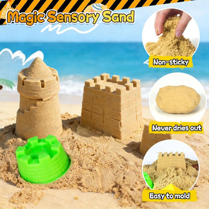 Play Sand Kit for Girls, Ice Cream Sensory Bin Sandbox, Creative Bake Shop with 2.2lbs Magic Sand, Ice Cream & Cake Models, Cleaning Tools, Pretend Beach Cake Stand Toys Gift for Toddler Ages 3-8