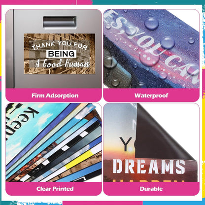 Xuhal 60 Pcs Inspirational Magnets Bulk Rectangle Positive Affirmation Magnets Decals Decorative Inspiring Quotes Fridge Magnetic Stickers for Adults Students Team Motivational Gifts (Classic)