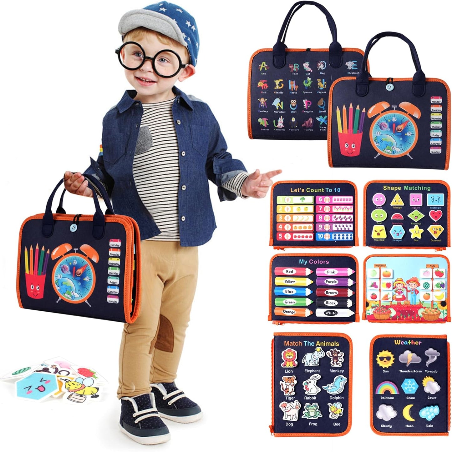 Teefrye Toddler Busy Board Montessori Toys for Toddlers 1-3 Year Old Educational Activity Book Board Sensory Travel Toys Ages 3-5 Preschool Learning Fine Motor Skills Toy Quiet Book Gift for Kids