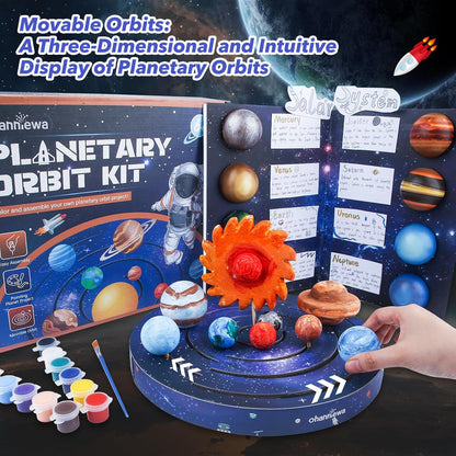 Solar System Project Kit for Kids, Mixed Sized Foam Balls, Painting Tools and Disc Planetary Orbits, DIY Planets Model for Kids, Stem Toy for Boys and Girls