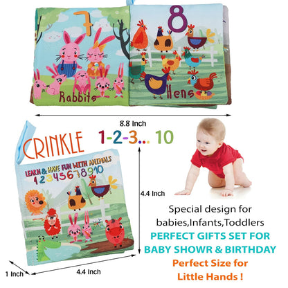 Baby Books Toys Gifts, Touch and Feel Cloth Crinkle Books for Babies,Infant Toddler Baby 0-3-6-12-18 Months,Early Learning Toys 6 to 12 Months 1-2 Years Old, Easter Shower Gift for Boys Girls,4 PCS