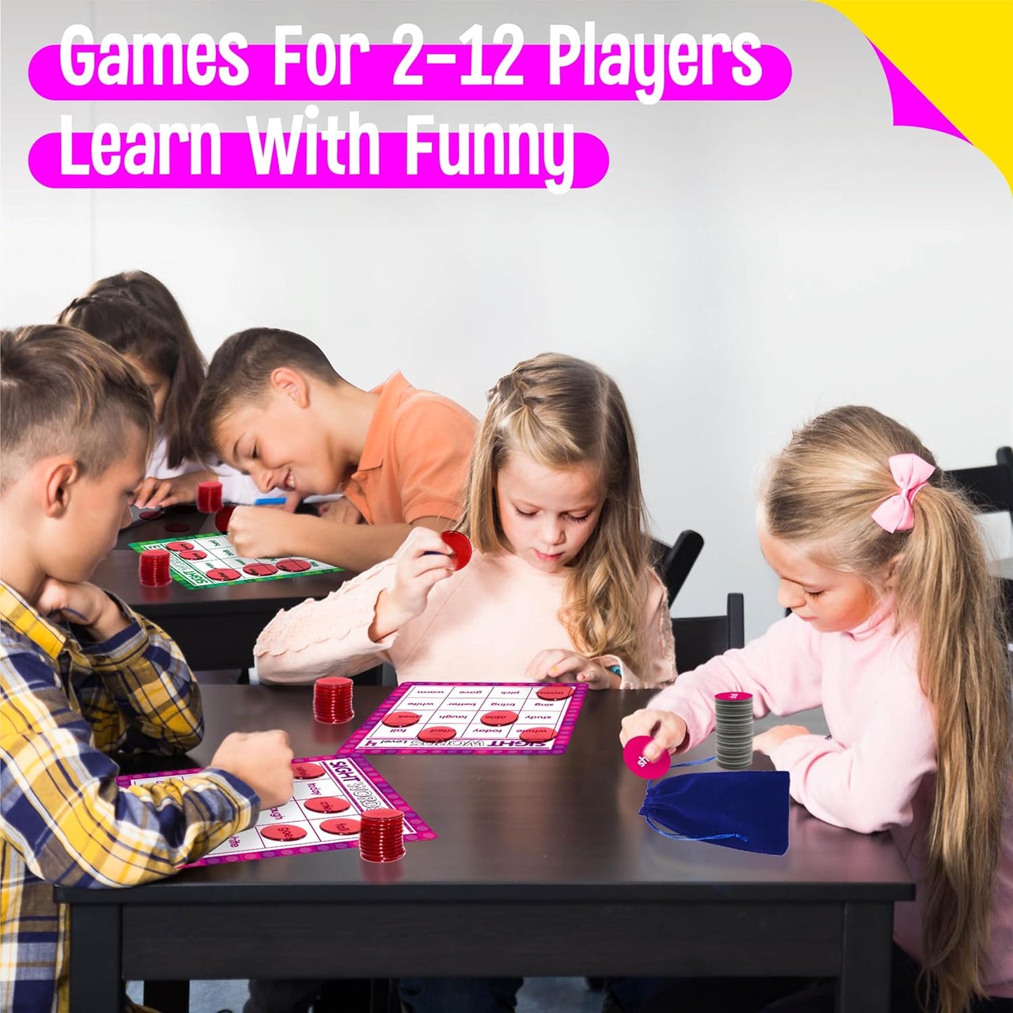 SpriteGru Multiplication & Division Bingo Game, 480 Math Problems, 2 Educational Math Board Game for Kindergarten and Preschool Kids 4-8, Perfect for Classroom & At Home (Up to 25 Players)