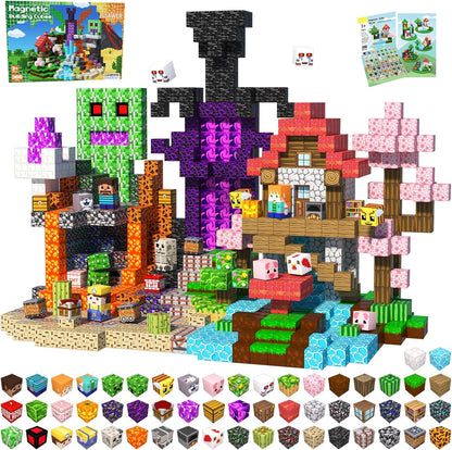 Magnetic Blocks Toys for Kids, 100 PCS Building Blocks Cubes, Stacking Magnetic Tiles Toys for Kids Toddlers Boys Girls Ages 3 4 5 6 7 8-12 Birthday Gifts Party Supplies (Underworld)