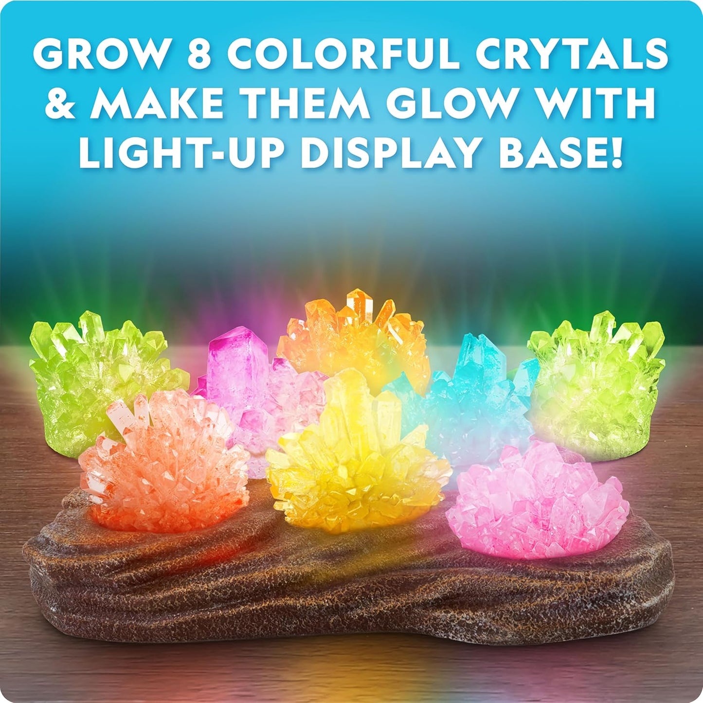 National Geographic Mega Crystal Growing Kit for Kids- Grow 6 Crystals with Light-Up Stand, Science Gifts for Kids 8-12, Crystal Making Experiment, Science Kit for Girls and Boys (Amazon Exclusive)
