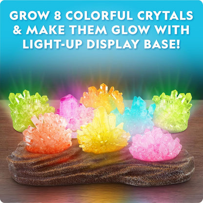National Geographic Mega Crystal Growing Kit for Kids- Grow 6 Crystals with Light-Up Stand, Science Gifts for Kids 8-12, Crystal Making Experiment, Science Kit for Girls and Boys (Amazon Exclusive)