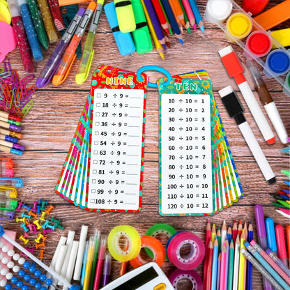 0-12 Multiplication Flash Cards, Large Educational Math, Times Table Flashcards Chart, with 15 Cards, 2 Dry Erase Markers, 1 Rings, Educational Multiplication for Classroom Home