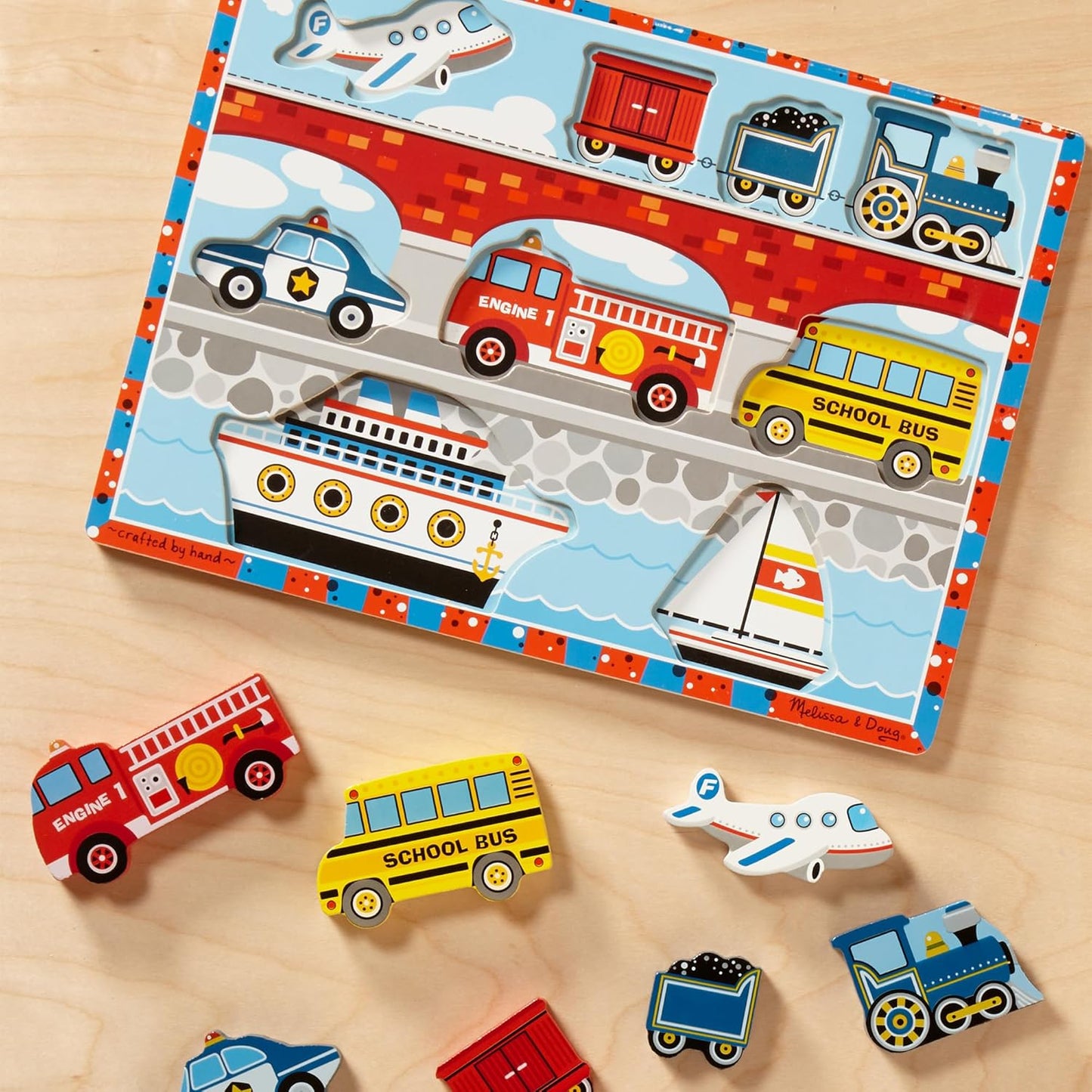 Melissa & Doug Safari Wooden Chunky Puzzle (8 pcs), Educational Screen Free Activity for Toddler, Preschoolers and Kids Ages 2+ - FSC Certified