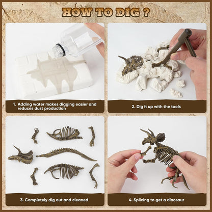 VIBIRIT Dig Up Dinosaurs Skeleton Set,Dinosaur Digging Fossil Kit Model Toys,Excavation Kits for kids5-12year,Educational Realistic Toys for Kids,Boys,Girls