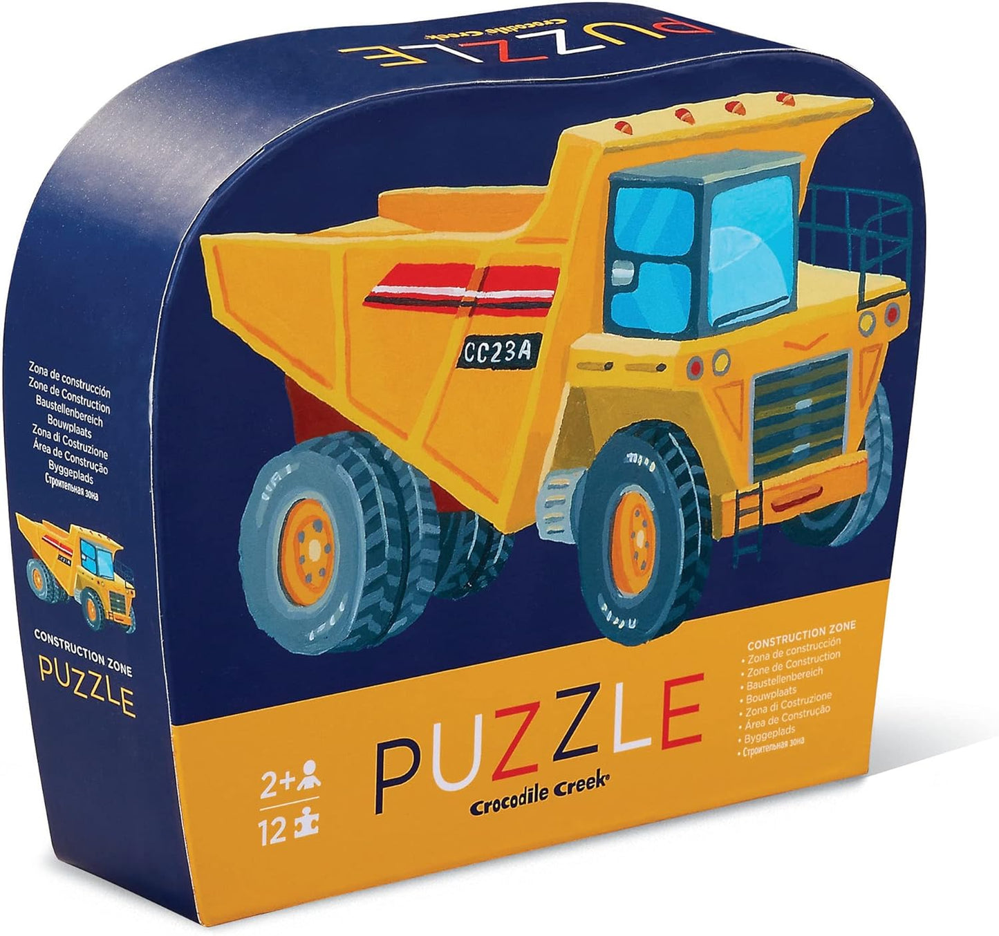 Crocodile Creek 12-Piece Mini Jigsaw Puzzle - Fun Floor Puzzles for Kids Ages 2-4 and Up - Heavy-Duty Shaped Box for Storage - Fire Truck - 12" x 9" Finished