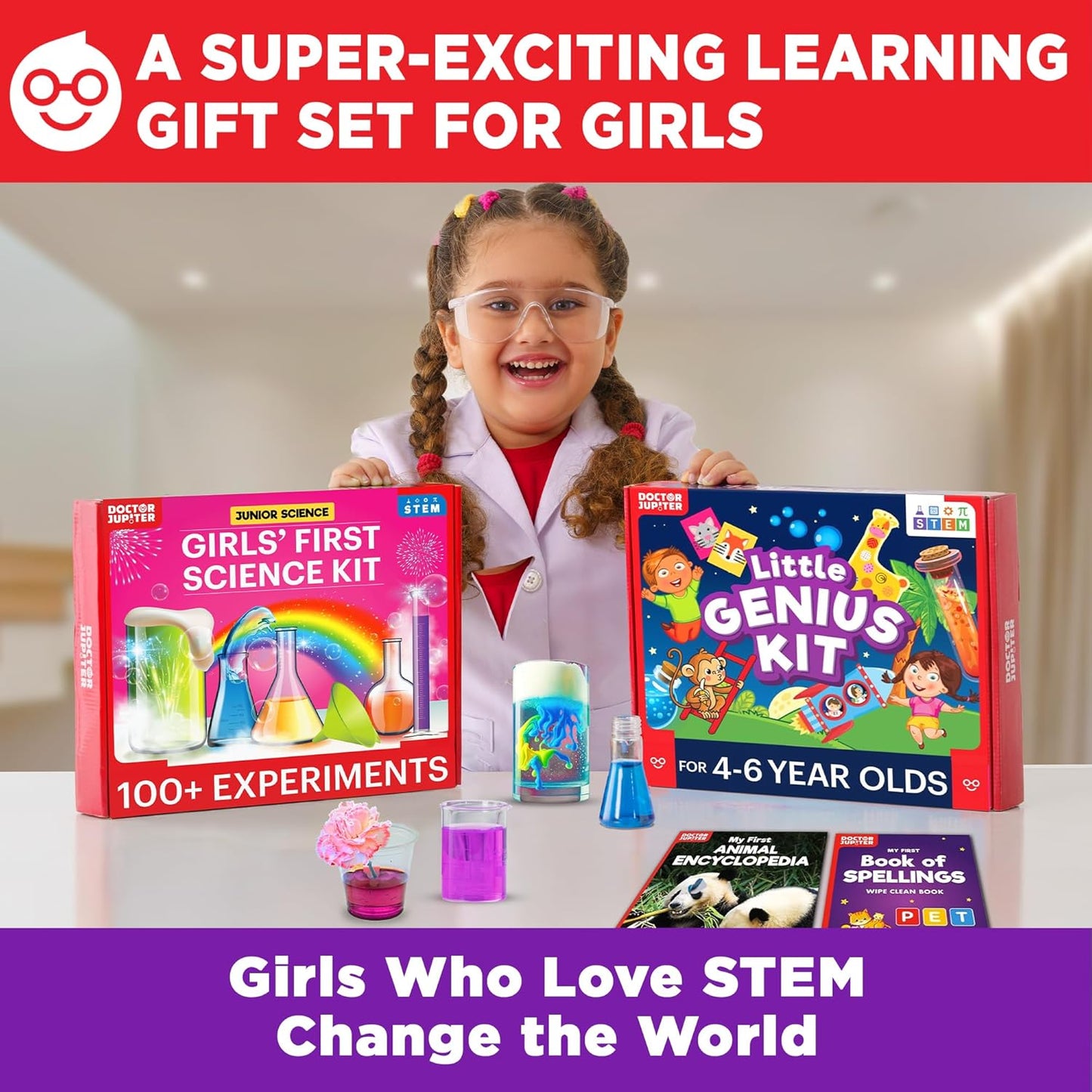 Doctor Jupiter Girls' Science Kit for Kids Ages 8-10-12-14 for 8,9,10+ Year Old Girls | Chemistry Set, STEM Toy Kit with 135+ Experiments | Learning & Educational Projects