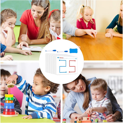 Brain Training Cards for Kids, 40 Reusable Levels for Left & Right Brain Development, Fine Motor Skills & Hand-Eye Coordination, Parent-Child Interaction Learning Game, Ages 5+ (10 Cards + Pen Eraser)