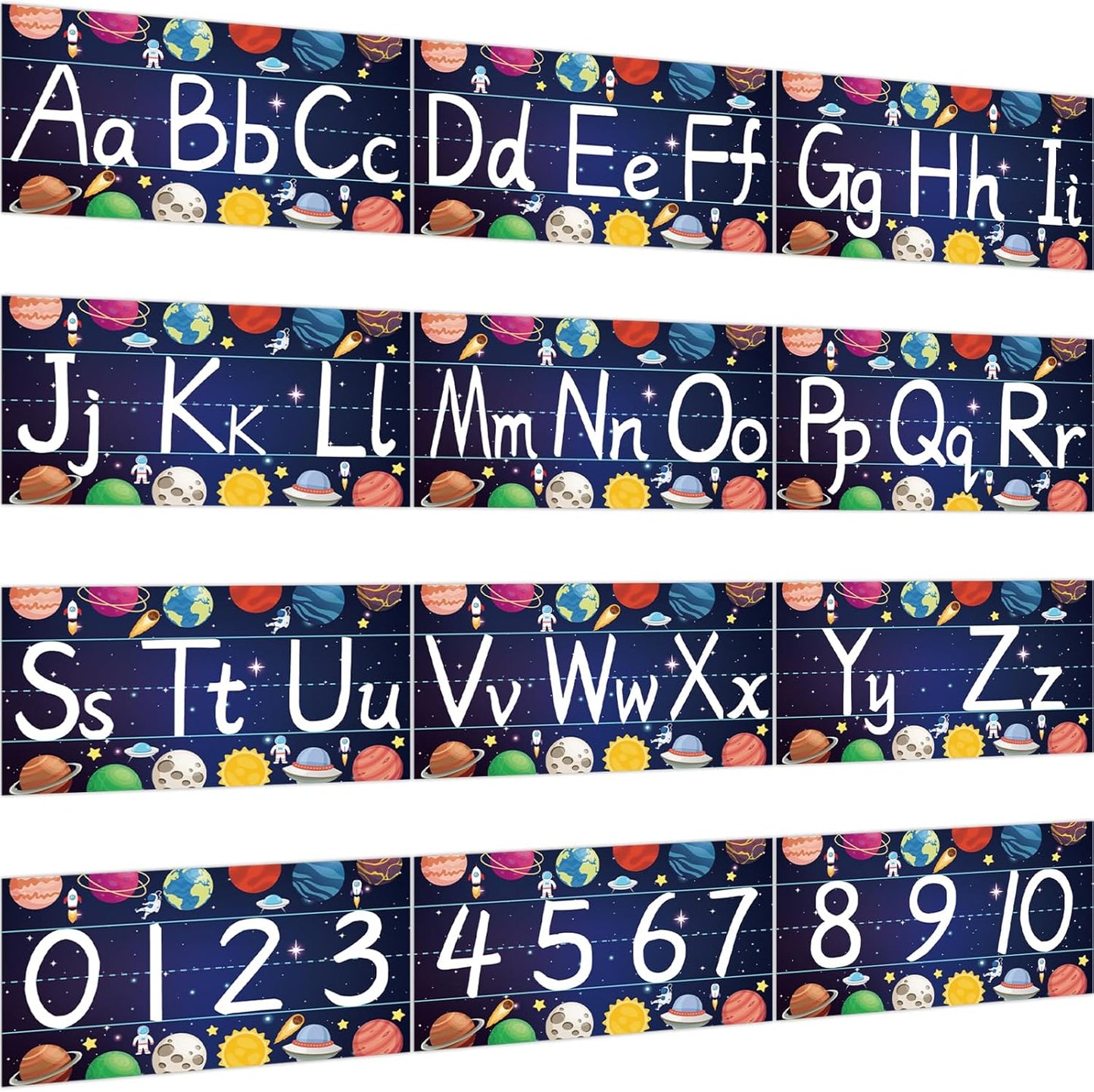 gisgfim 12 Pieces Alphabet Bulletin Board Strips Set Boho Rainbow Alphabet Line ABC Alphabet Banner & Number Border Posters for Preschool Kindergarten Classroom Playroom Bedroom (Boho)