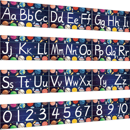 gisgfim 12 Pieces Alphabet Bulletin Board Strips Set Boho Rainbow Alphabet Line ABC Alphabet Banner & Number Border Posters for Preschool Kindergarten Classroom Playroom Bedroom (Boho)