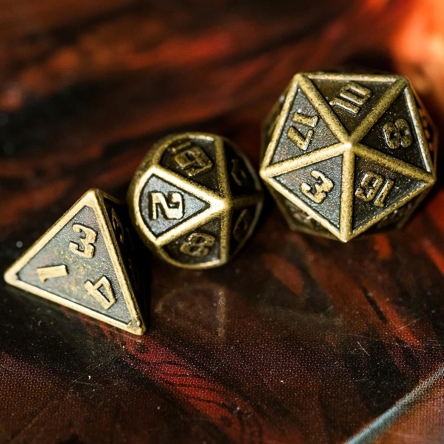 UDIXI Steampunk Metal Dice Set, 7 Die Polyhedral DND Dice Set for D&D Role Playing Game and Math Teaching (Ancient Copper)