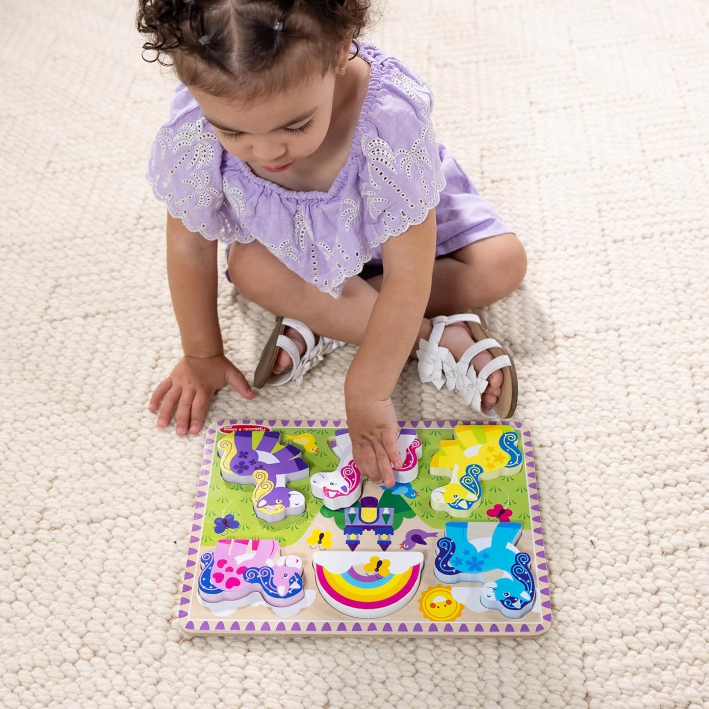 Melissa & Doug Wooden 6-Piece Unicorn and Rainbow Chunky Puzzle for Toddler Boys and Girls 2+
