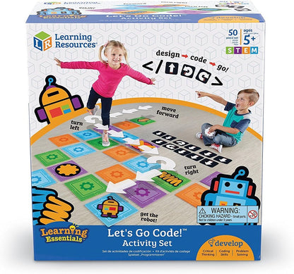 Learning Resources Let's Go Code! Activity Set, STEM Toys, Coding Toys, Develops Critical Thinking and Problem Solving Skills, 50 Pieces, Ages 5+