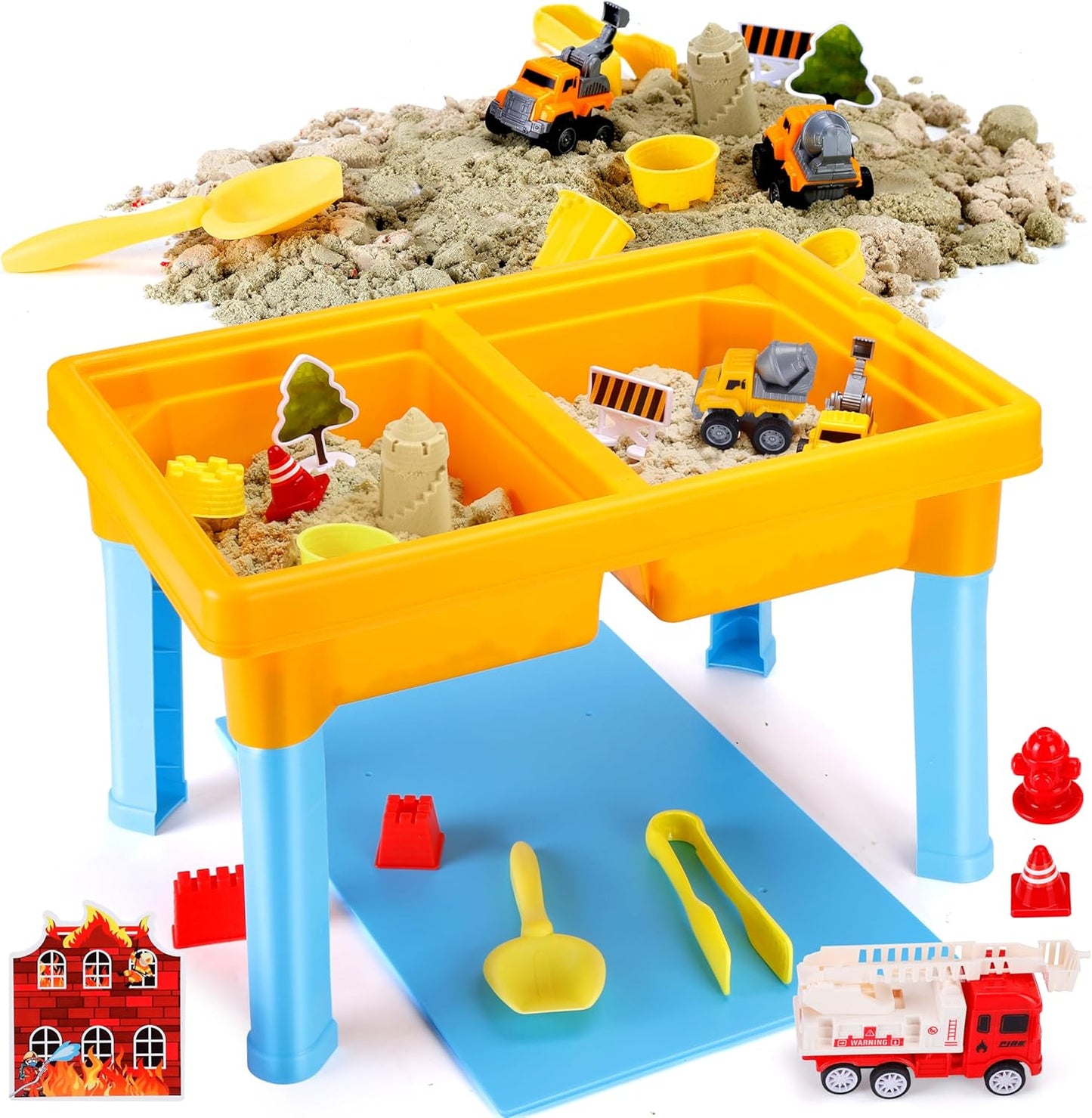 Carolart Ocean Sensory Table with Sands, Bin with Lid, Indoor Outdoor Use, Sand Art Kit for Boys and Girls, Toys for Toddlers Age 3-5, 17x11.5x10.2 Inches