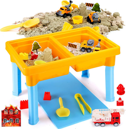 Carolart Ocean Sensory Table with Sands, Bin with Lid, Indoor Outdoor Use, Sand Art Kit for Boys and Girls, Toys for Toddlers Age 3-5, 17x11.5x10.2 Inches